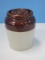 Pottery Storage Jar w/ Lid Base Marked #8