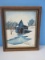 Old Grist Mill Winter Landscape Scene Original Art on Board Attributed to Signed Mary Ann