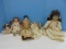 Collection 5 Victorian Era Style Porcelain Dolls w/ Cloth Bodies & Angel Ornament