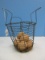 Vintage Wire Egg Basket w/ 6 Faux Eggs