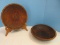 2 Wooden Shallow Bowls Band Rim Ovoid Shape