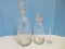 2 Glass Apothecary Jars w/ Stoppers & Drug Store Measure Etched Tube