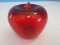 Hand Blown Studio Art Glass Red Stemmed Figural Apple Paperweight