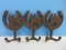 Novelty Cast Iron Western Theme Triple Horse Shoe 6 Hooks Wall Décor Hat/Coat Rack