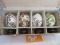 Collection Set - 4 Porcelain Oriental Design Floral & Fruit Hand Painted Eggs