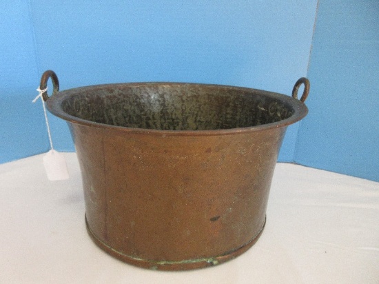 Early Copper Kettle Pot Hammered Finish & Handles