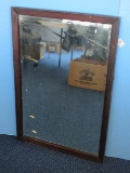 Vintage Mahogany Framed Beveled Wall Mount Mirror