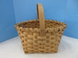 Hand Woven Split Oak Gathering Basket w/ Center Handle