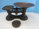 Antique Jas. Carland & Co. Cast Iron Scales Class 2 To Weight w/ Copper Disc Pan