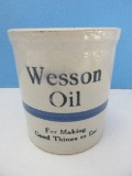 Wesson Oil Pottery Crock Collectible 