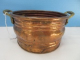 Early Copper Pot w/ Band Design & Brass Handles