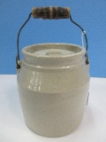 Pottery Antique Storage Crock w/ Lid & Wire Wood Handle Patent Feb. 11, 1896