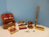 Awesome Sewing Collection Vintage Basket w/ J&P Coats Darning & Mending Ball Threads
