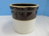 Pottery Canister Crock Vessel Brown/Beige Glaze Finish