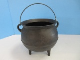 Cast Iron 3 Toed Cauldron Kettle Pot w/ Wire Handle