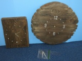 2 Foam Resin Case Rustic Barnwood Textured Design Battery Powered Wall Clock