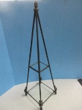 French Inspired Metal Pyramid Shape Étagère w/ Glass Shelves, Finial & Acanthus Leaves