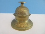 Vintage India Brass Elephant Claw/Alter/Prayer Bell w/ Rest Traditional Flower/Foliage Design