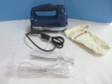 Kitchen Aid Blue Household Hand Mixer 7 Speed w/ Beater & Dough Hooks