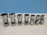 7 Snap-On Tool Universal Swivel 6 Point Sockets Standard