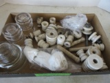 Collection Vintage Ceramic Insulators, 3 Glass Insulators, Ceramic Electric Wiring Tubes