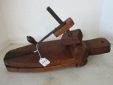 Antique Primitive Wood Hinged Clamp Vise