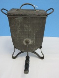 Early Hodges Tin Butter Churn Hand Crank Kitchen Tool