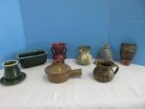 Pottery Collection Sphere Oil Lamp, Tobacco Spit Glaze Creamer, Stoneware Wave Cooker