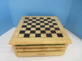 Wooden Multi-Game Boards w/ Cabinet Chest Storage