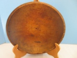 Early Wooden Shallow Bowl w/ Rim Band Design Ovoid Shape