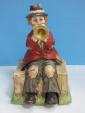 Wavo Melody in Motion Willie Trumpeter Hobo Clown Musical Porcelain Bisque Figure