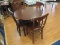 Wooden Round/Drop Leaf Table w/ 4 Chairs Oval/Urn Backs w/ Block Feet
