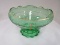Emerald Green Glass Centerpiece Bowl Scallop Rim Ornate band
