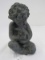 Hen-Feathers Black Carved Boy w/ Rabbit Décor