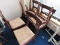 6 Vintage Wooden Chairs Red Floral Upholstered Seats w/ Bow Back, Curved Back