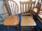 2 Vintage Wooden Chairs, 1 Arch Back/Slat Design, Spindle Feet 36