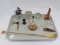 Misc. Décor Lot - Glass Paperweight, Back Scratcher, Hand Painted Asian Faux Planter