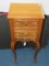 Vintage Wooden 2 Drawer Side Table Heavily Carved Floral Front Bow Skirting