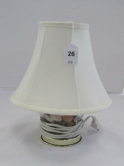Glass Urn Design/Shell Inlay Desk Lamp w/ White Shade