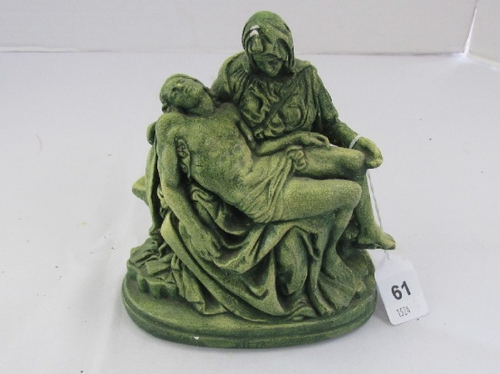 La Pieta Antique Green Patina Plaster Statuette