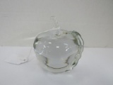 Vintage Clear Crystal Glass Apple Paperweight/Décor Signed Jan '75 On Base