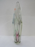 Vintage Tall Art Glass Clear Décor Painted Top