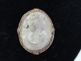 Vintage Carved Cameo w/ Gilted Scroll Band