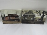 2 Wall Art Décor, Block Wood Print 