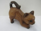 Carved Wooden Cat Shelf Décor