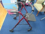 Mediline Red Metal Folding Walker