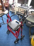 Drive Medical Red Metal Folding Walker