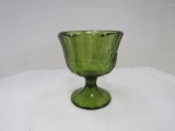 Vintage Emerald Glass Cup Grape/Leaf Motif