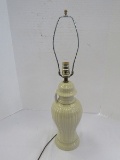 Tall Cream Urn Design Lamp Ribbed Body Gilted Bands