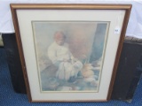 Woman Making Woven Baskets Vintage Litho Print Limited 39/500 Edition